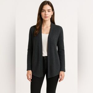 August Silk Wool Blend Open Front Cardigan Gray Women’s Small | Soft Girl